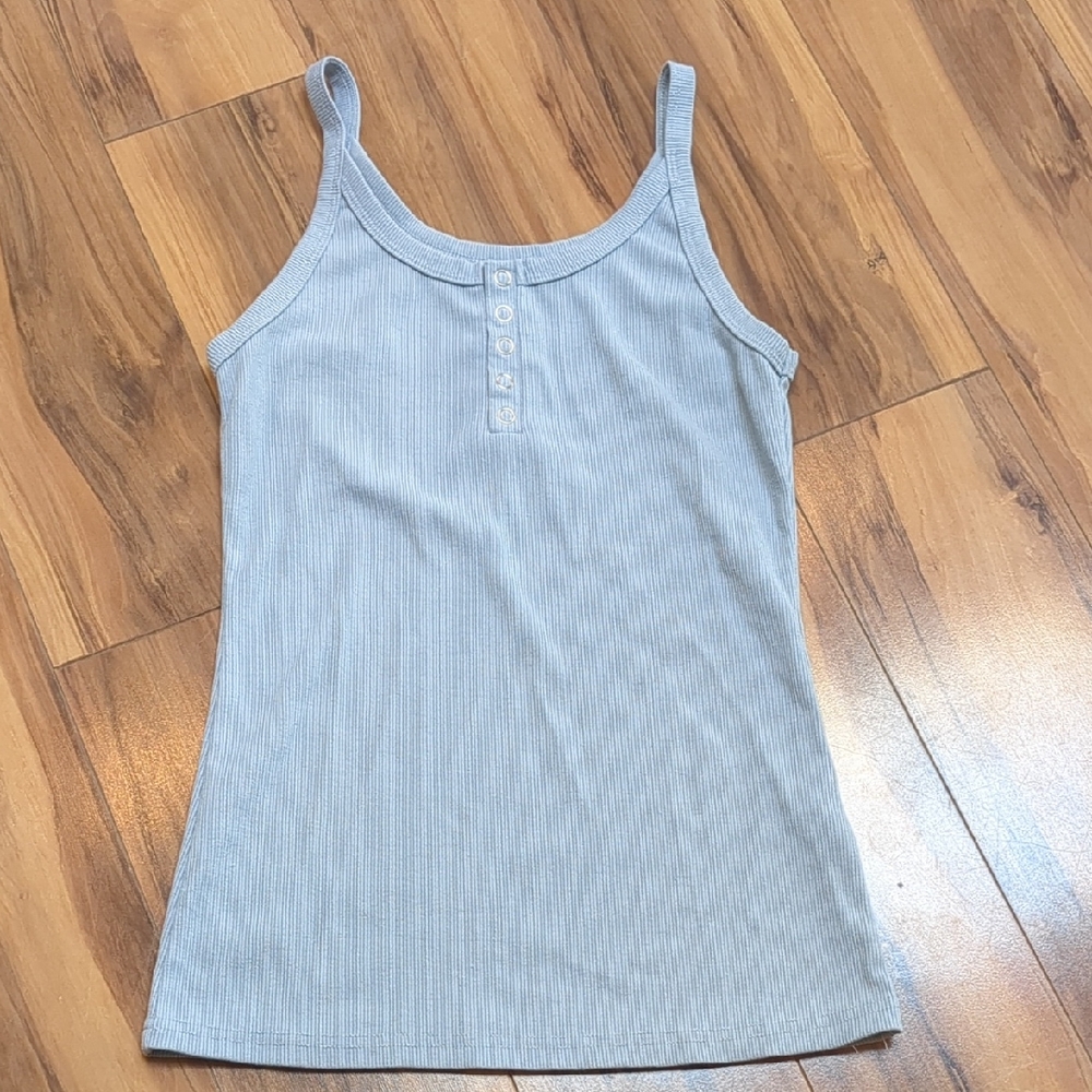 Light Blue Ribbed Tank Top